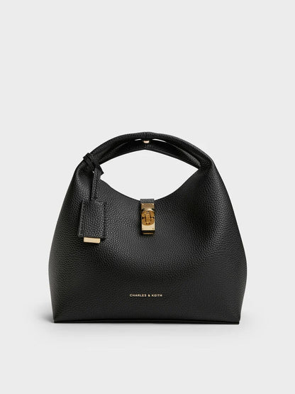 C-H-A-R-L-E-S & K-E-I-T-H Chance Turn-Lock Bucket Bag 2pc Set – Premium Women Bag (Black)