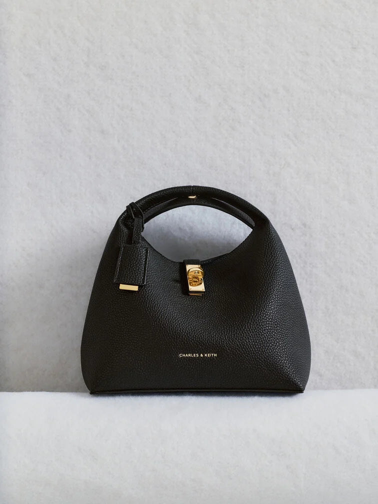C-H-A-R-L-E-S & K-E-I-T-H Chance Turn-Lock Bucket Bag 2pc Set – Premium Women Bag (Black)