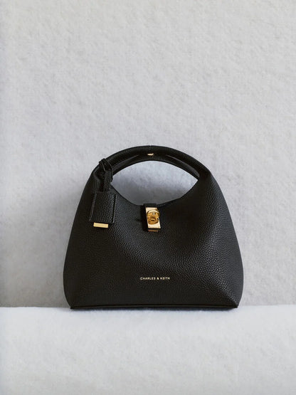 C-H-A-R-L-E-S & K-E-I-T-H Chance Turn-Lock Bucket Bag 2pc Set – Premium Women Bag (Black)