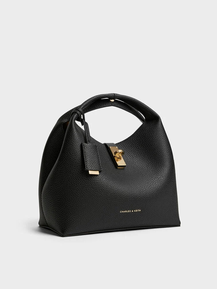 C-H-A-R-L-E-S & K-E-I-T-H Chance Turn-Lock Bucket Bag 2pc Set – Premium Women Bag (Black)