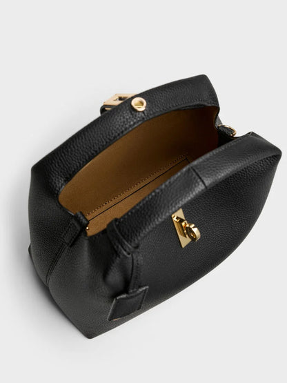 C-H-A-R-L-E-S & K-E-I-T-H Chance Turn-Lock Bucket Bag 2pc Set – Premium Women Bag (Black)