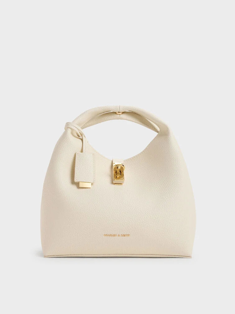 C-H-A-R-L-E-S & K-E-I-T-H Chance Turn-Lock Bucket Bag 2pc Set – Premium Women Bag (Cream)