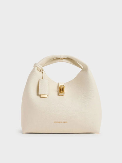 C-H-A-R-L-E-S & K-E-I-T-H Chance Turn-Lock Bucket Bag 2pc Set – Premium Women Bag (Cream)