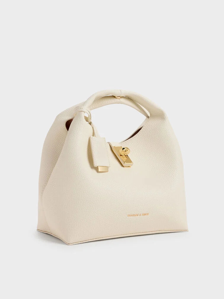 C-H-A-R-L-E-S & K-E-I-T-H Chance Turn-Lock Bucket Bag 2pc Set – Premium Women Bag (Cream)