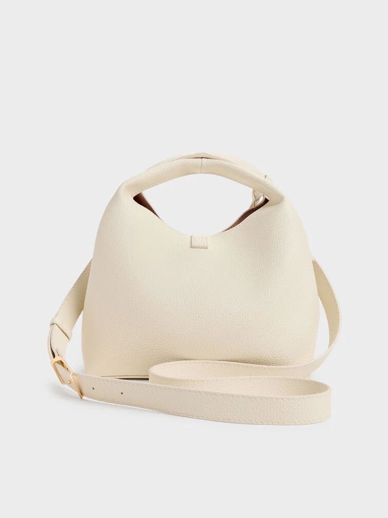 C-H-A-R-L-E-S & K-E-I-T-H Chance Turn-Lock Bucket Bag 2pc Set – Premium Women Bag (Cream)