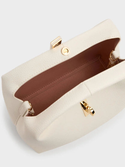 C-H-A-R-L-E-S & K-E-I-T-H Chance Turn-Lock Bucket Bag 2pc Set – Premium Women Bag (Cream)