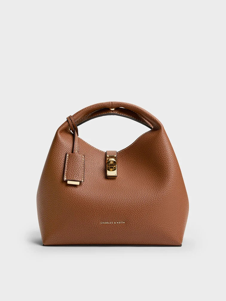 C-H-A-R-L-E-S & K-E-I-T-H Chance Turn-Lock Bucket Bag 2pc Set – Premium Women Bag (Brown)