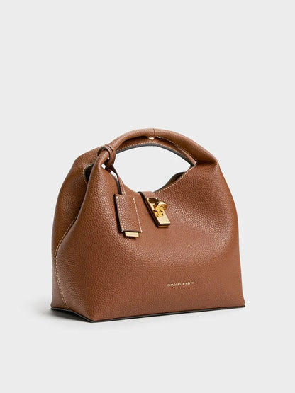 C-H-A-R-L-E-S & K-E-I-T-H Chance Turn-Lock Bucket Bag 2pc Set – Premium Women Bag (Brown)