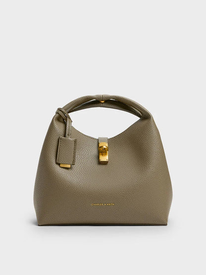 C-H-A-R-L-E-S & K-E-I-T-H Chance Turn-Lock Bucket Bag 2pc Set – Premium Women Bag (Olive Green))