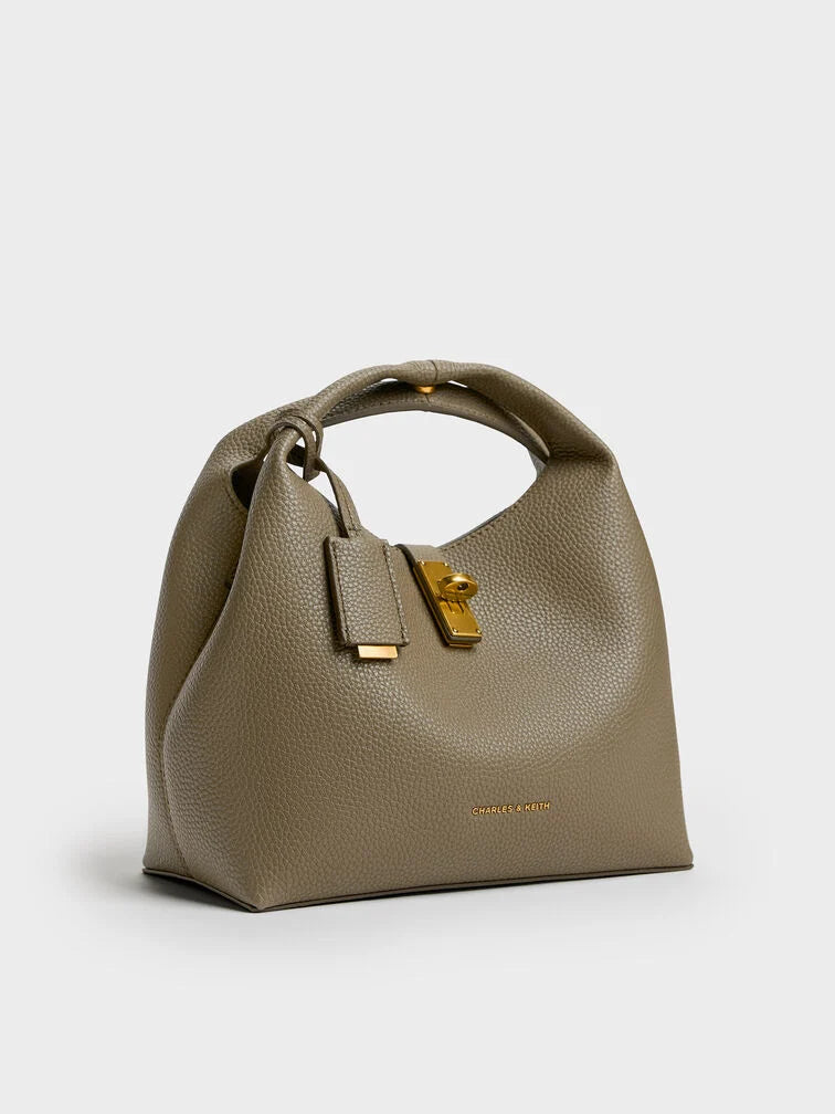 C-H-A-R-L-E-S & K-E-I-T-H Chance Turn-Lock Bucket Bag 2pc Set – Premium Women Bag (Olive Green))