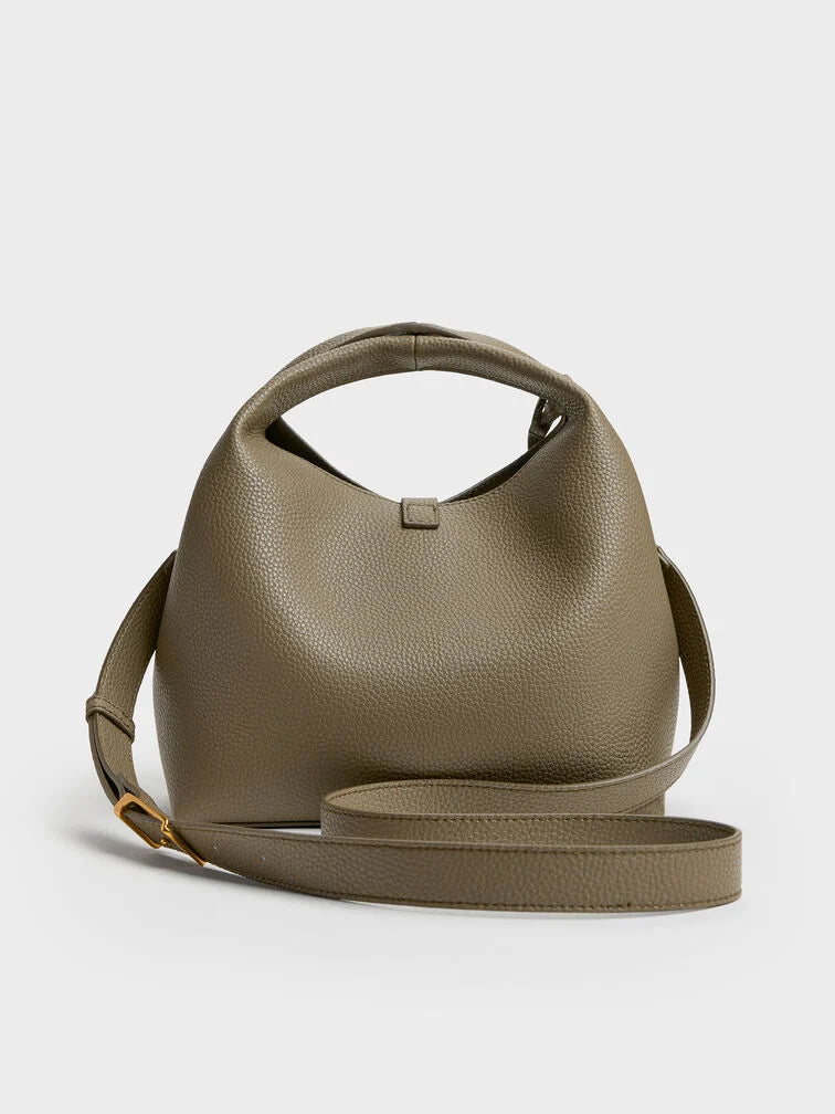 C-H-A-R-L-E-S & K-E-I-T-H Chance Turn-Lock Bucket Bag 2pc Set – Premium Women Bag (Olive Green))