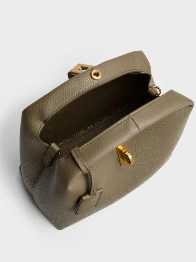 C-H-A-R-L-E-S & K-E-I-T-H Chance Turn-Lock Bucket Bag 2pc Set – Premium Women Bag (Olive Green))