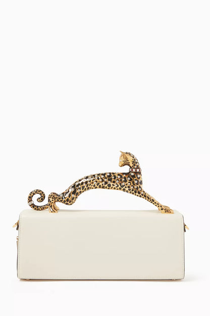 L-A-N-V-I-N Inspired Rateau Pencil Cat Shoulder Bag – Elegant Luxe Women Bag (White)
