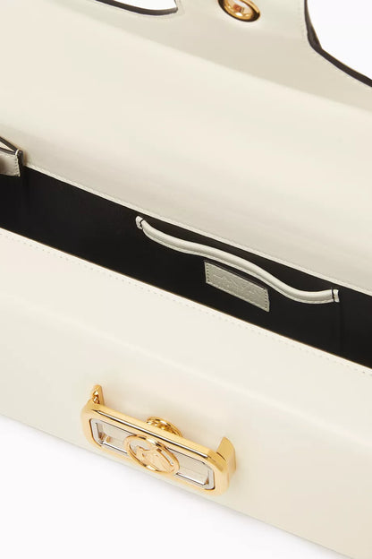 L-A-N-V-I-N Inspired Rateau Pencil Cat Shoulder Bag – Elegant Luxe Women Bag (White)