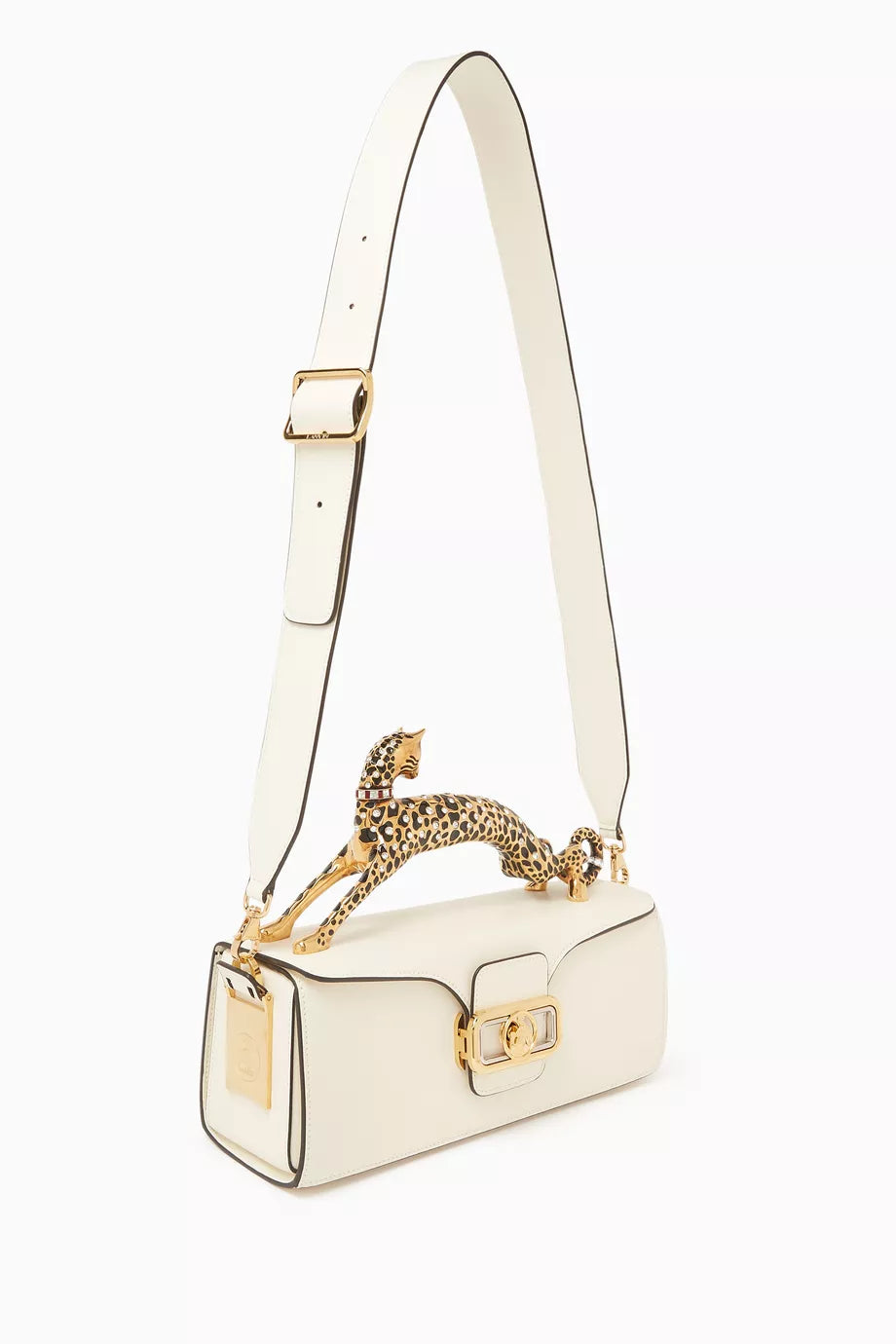 L-A-N-V-I-N Inspired Rateau Pencil Cat Shoulder Bag – Elegant Luxe Women Bag (White)
