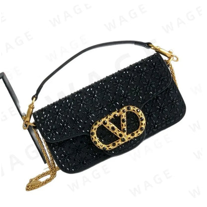 V-A-L-E-N-T-I-N-O G-A-R-A-V-A-N-I Locò Small Shoulder Women Bag – Crystal Floral Edition (Black)