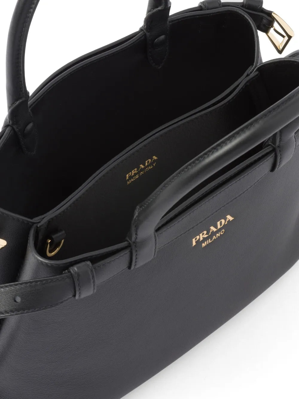 P-R-A-D-A Buckle Small Handbag with Double Belt – Elegant Luxe Women Bag (Black)