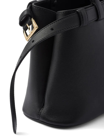P-R-A-D-A Buckle Small Handbag with Double Belt – Elegant Luxe Women Bag (Black)