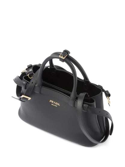 P-R-A-D-A Buckle Small Handbag with Double Belt – Elegant Luxe Women Bag (Black)
