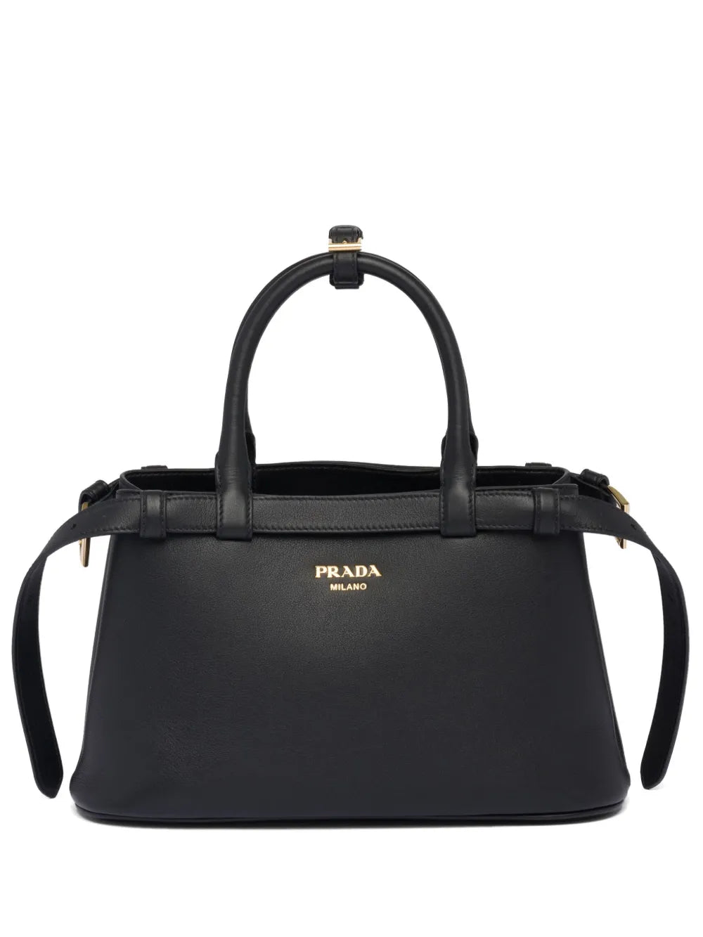 P-R-A-D-A Buckle Small Handbag with Double Belt – Elegant Luxe Women Bag (Black)