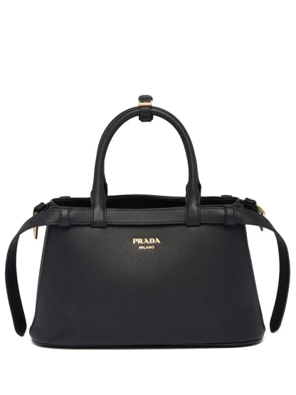 P-R-A-D-A Buckle Small Handbag with Double Belt – Elegant Luxe Women Bag (Black)