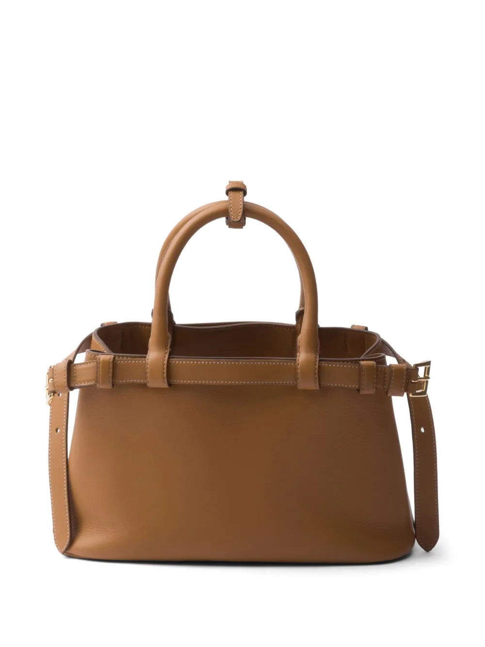 P-R-A-D-A Buckle Small Handbag with Double Belt – Elegant Luxe Women Bag (Brown)