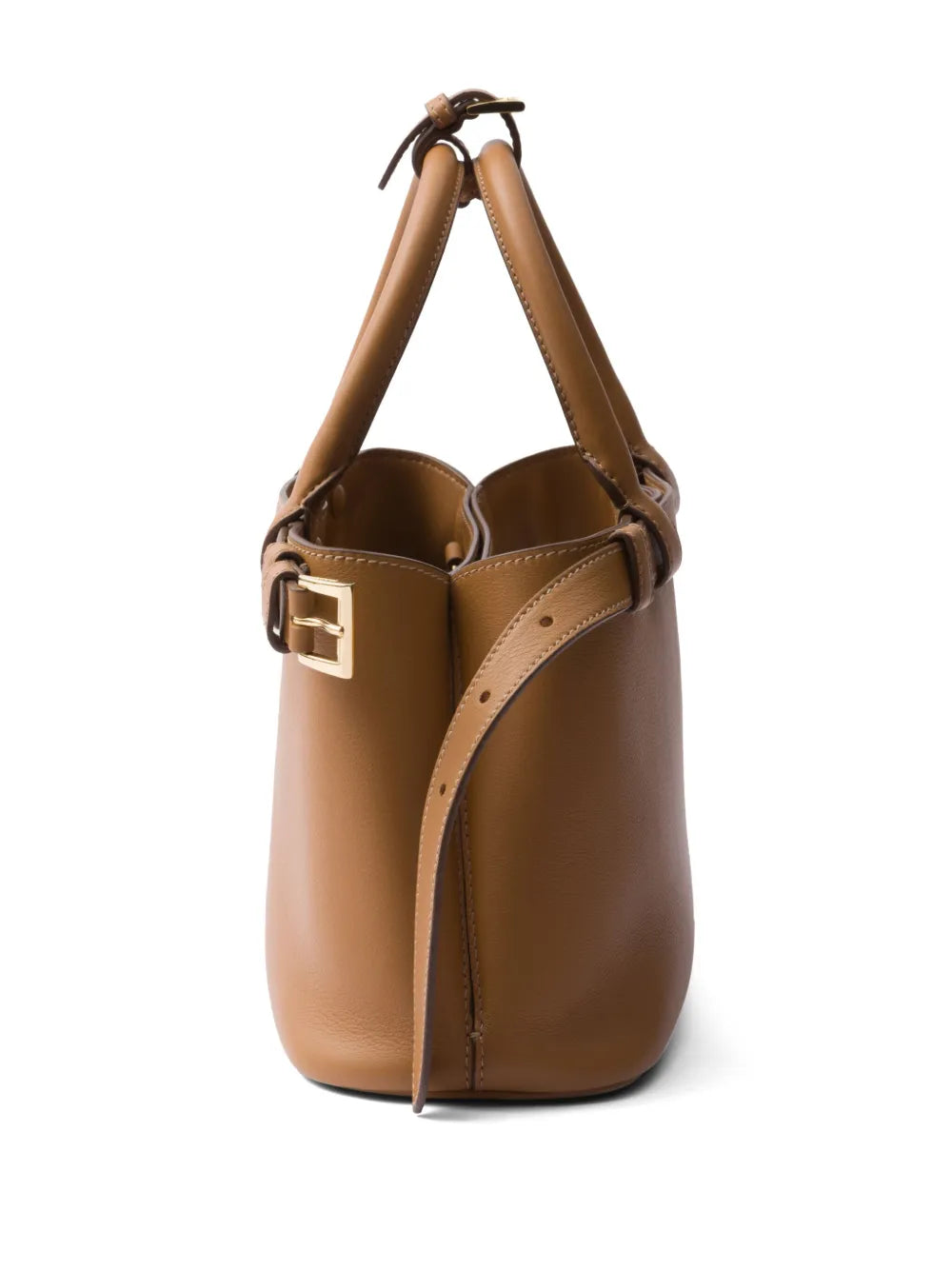 P-R-A-D-A Buckle Small Handbag with Double Belt – Elegant Luxe Women Bag (Brown)