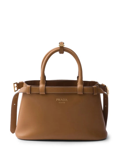 P-R-A-D-A Buckle Small Handbag with Double Belt – Elegant Luxe Women Bag (Brown)