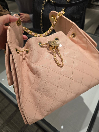 C-H-A-N-E-L 25 Hobo Women Bag – Effortless Chic Edition (Peach/Pink)
