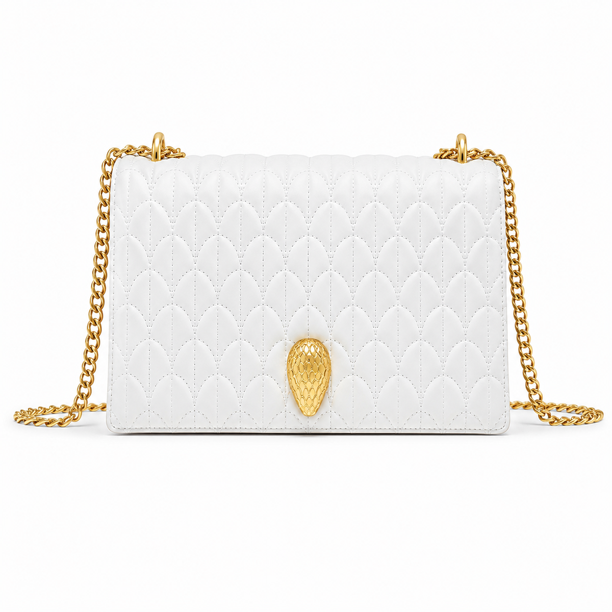 B-V-L-G-A-R-I Serpenti Sugarloaf Quilted Shoulder Bag – Master Quality | Box Packaging | White