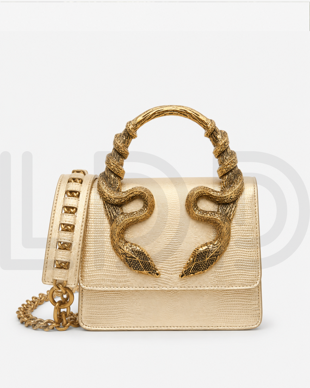 R-O-B-E-R-T-O C-A-V-A-L-L-I Borsa Bordeaux Con Serpenti – Luxury Statement Women Bag (Gold)