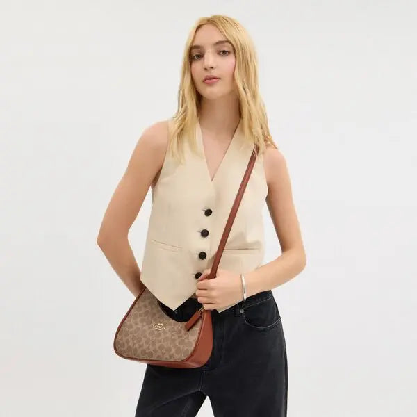 C-O-A-C-H Twisted Teri Shoulder Women Bag – Signature Canvas Edition (Brown-2)