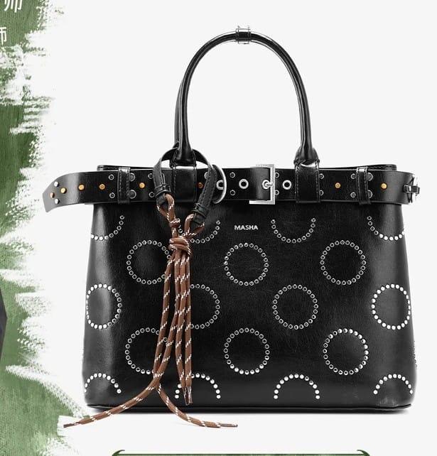 Masha Brand Original Leather Bag – Made in France (Black)