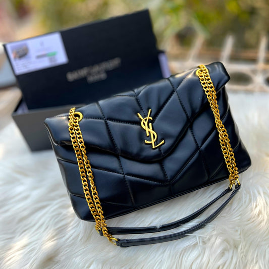 YSL Women Bag – Elegant Crossbody Design (Black/Gold)