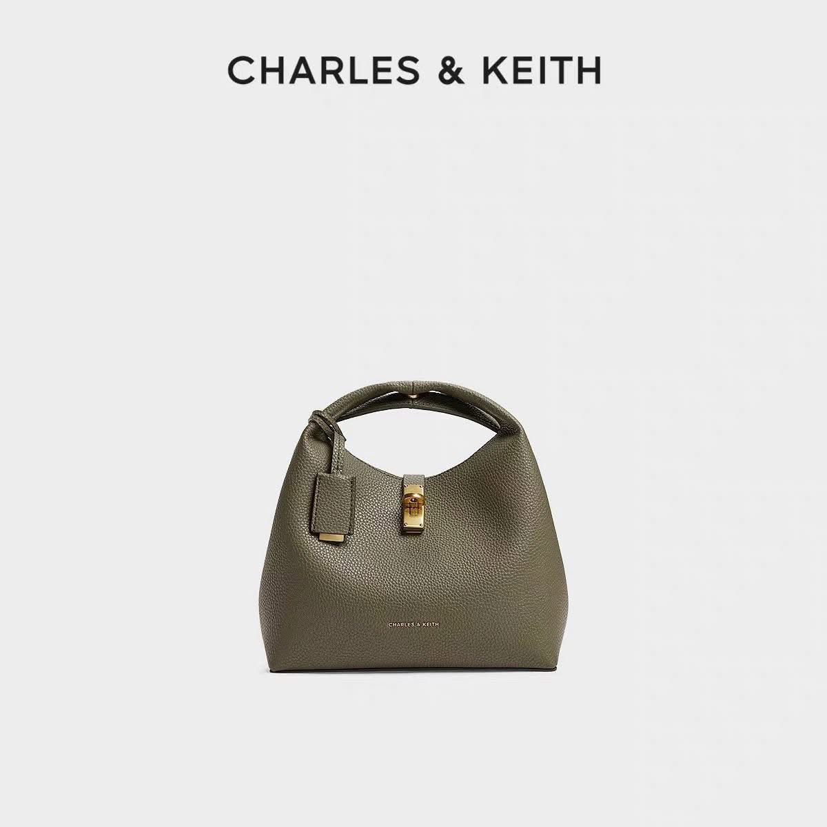C-H-A-R-L-E-S & K-E-I-T-H Chance Turn-Lock Bucket Bag 2pc Set – Premium Women Bag (Olive Green))