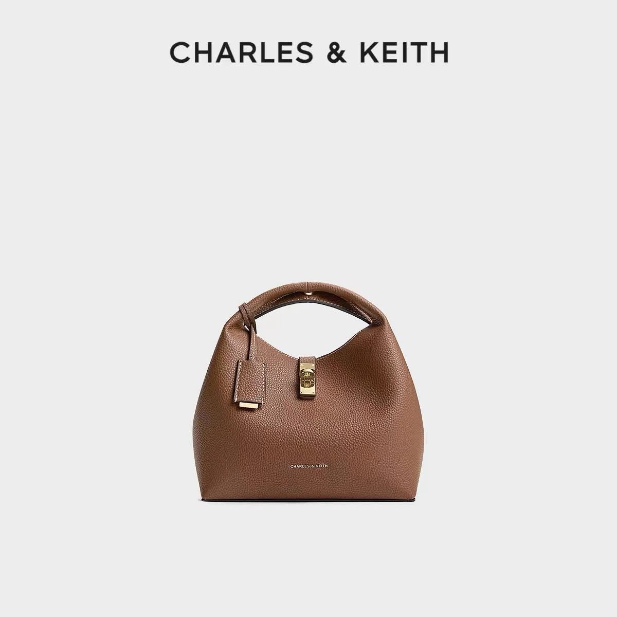 C-H-A-R-L-E-S & K-E-I-T-H Chance Turn-Lock Bucket Bag 2pc Set – Premium Women Bag (Brown)