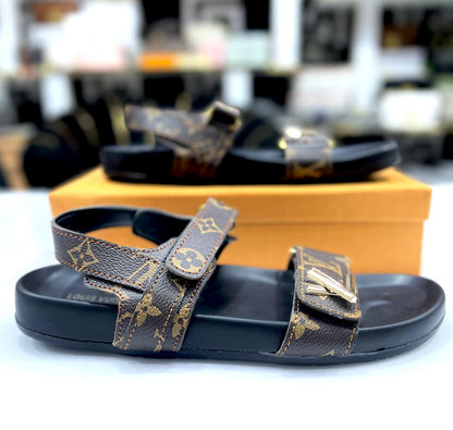 Unisex Louis Vuitton Sunset Flat Comfort Signature Monogram Canvas Sandals