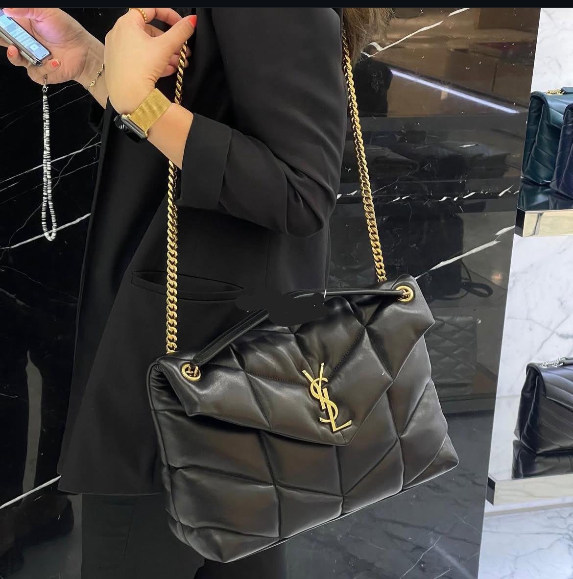 YSL Women Bag – Elegant Crossbody Design (Black/Gold)