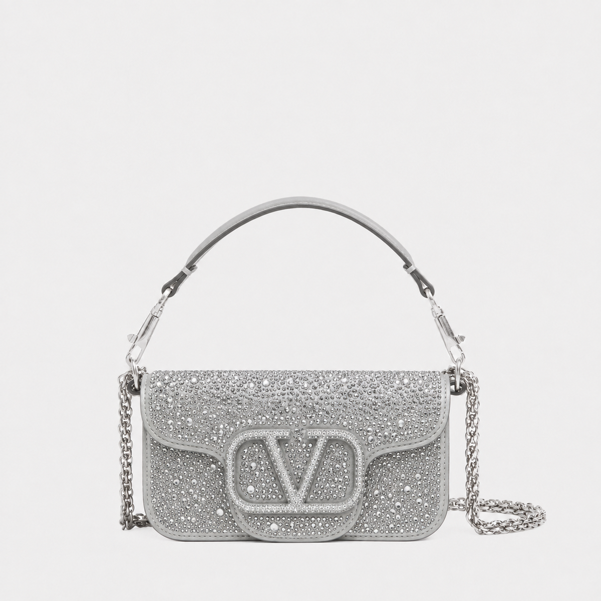 V-A-L-E-N-T-I-N-O G-A-R-A-V-A-N-I Locò-Style Shoulder Bag – Crystal Embellished | Master Quality | White & Blue