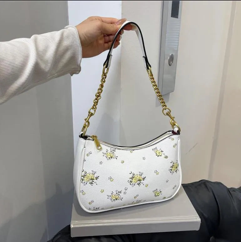 C-O-A-C-H Teri Shoulder Women Bag with Rivets – Master AAA Quality (White)