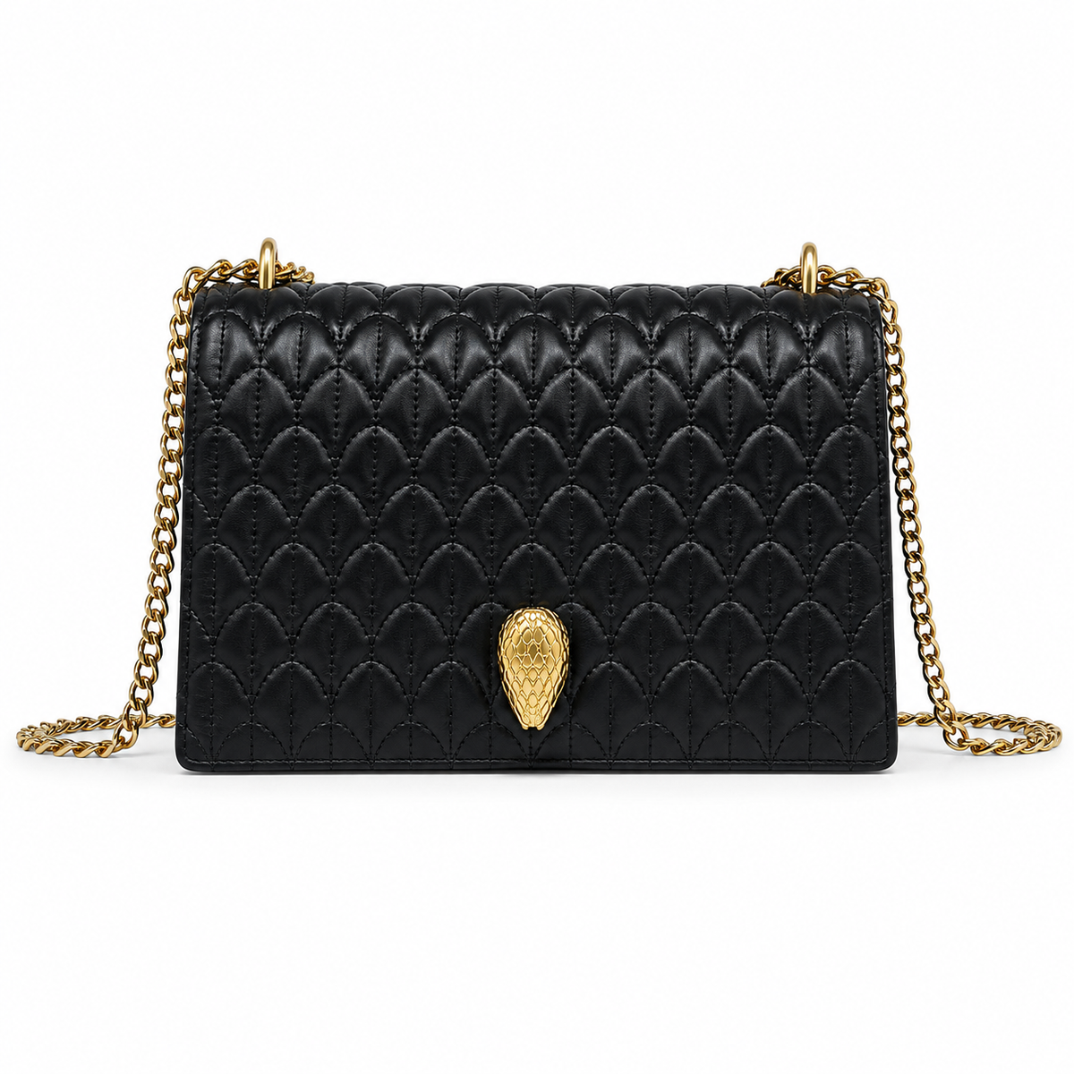 B-V-L-G-A-R-I Serpenti Sugarloaf Quilted Shoulder Bag – Master Quality | Box Packaging | Black