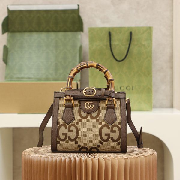 GUCCI Diana NM Bamboo Handle Tote – GG Canvas Women Bag