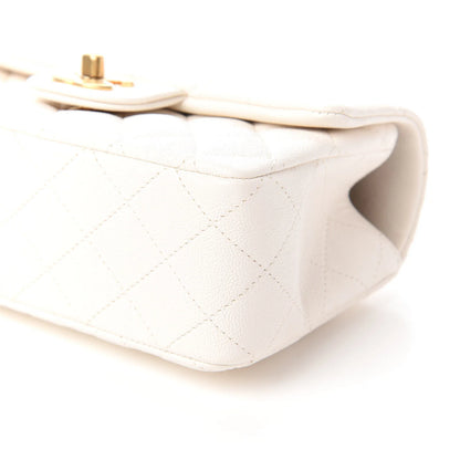 C-H-A-N-E-L Quilted Mini Top Handle Rectangular Flap Bag – Luxury Women Bag (White)