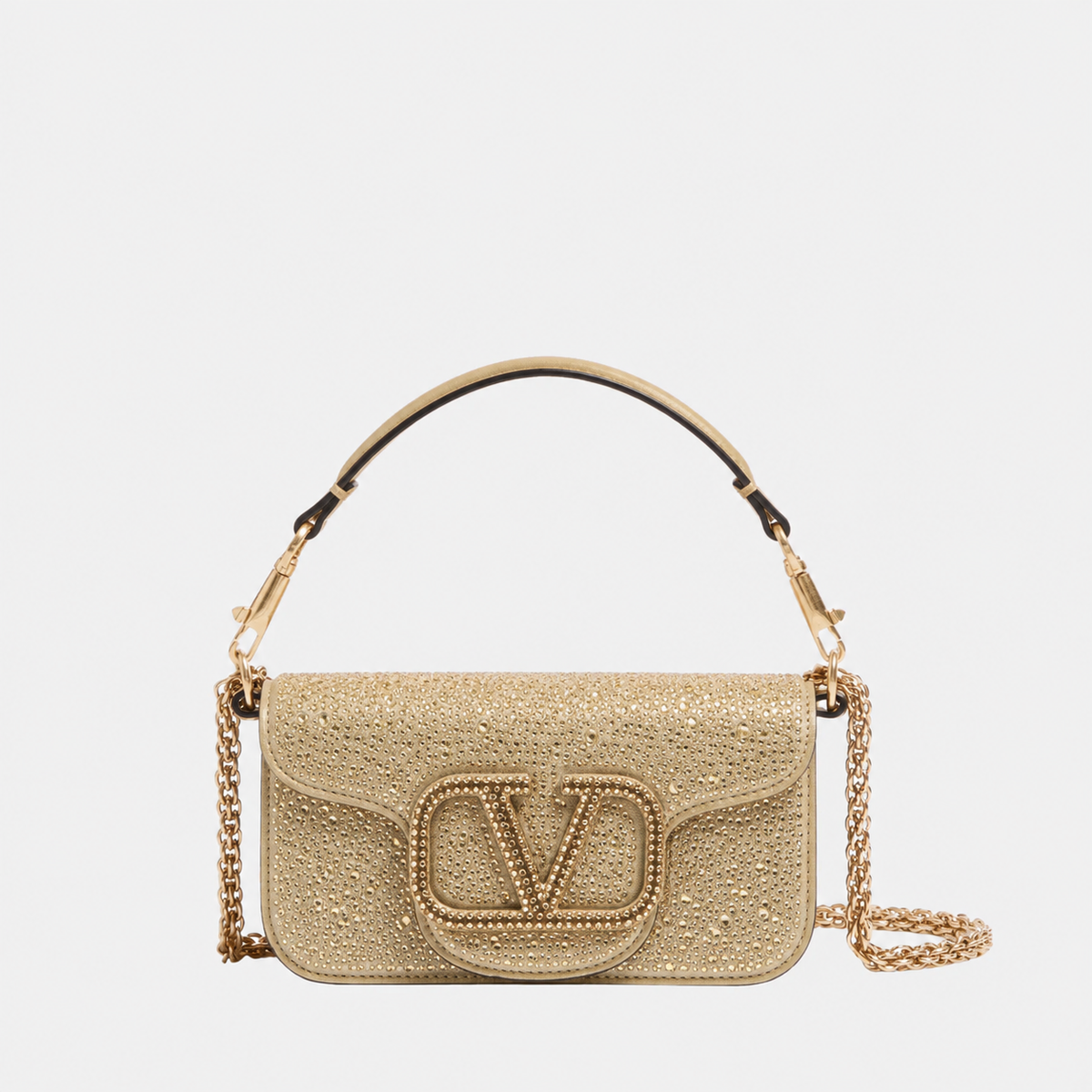 V-A-L-E-N-T-I-N-O G-A-R-A-V-A-N-I Locò-Style Shoulder Bag – Crystal Embellished | Master Quality | Golden