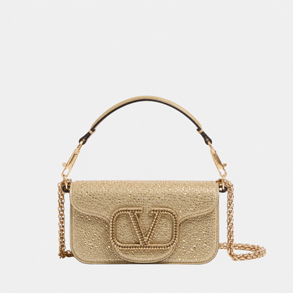 V-A-L-E-N-T-I-N-O G-A-R-A-V-A-N-I Locò-Style Shoulder Bag – Crystal Embellished | Master Quality | Golden