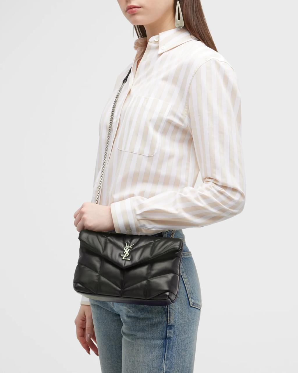 YSL Women Bag – Elegant Crossbody Design (Black/Grey)