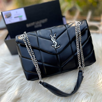 YSL Women Bag – Elegant Crossbody Design (Black/Grey)