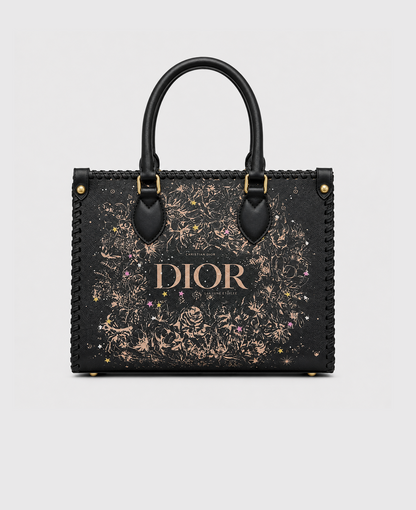 C-H-R-I-S-T-I-A-N D-I-O-R Structured Tote Bag – Premium Quality | Double Box Packaging | Black with Beige Design