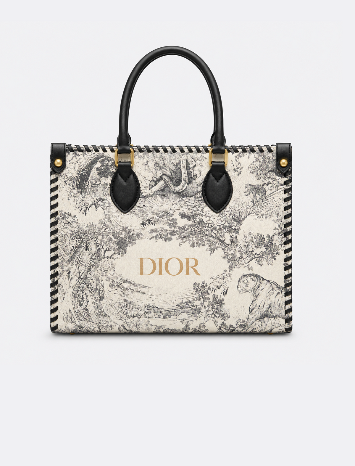 C-H-R-I-S-T-I-A-N D-I-O-R Structured Tote Bag – Premium Quality | Double Box Packaging | Off White with Black Design