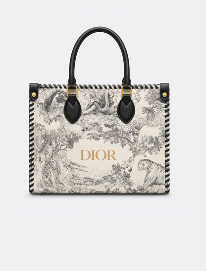 C-H-R-I-S-T-I-A-N D-I-O-R Structured Tote Bag – Premium Quality | Double Box Packaging | Off White with Black Design